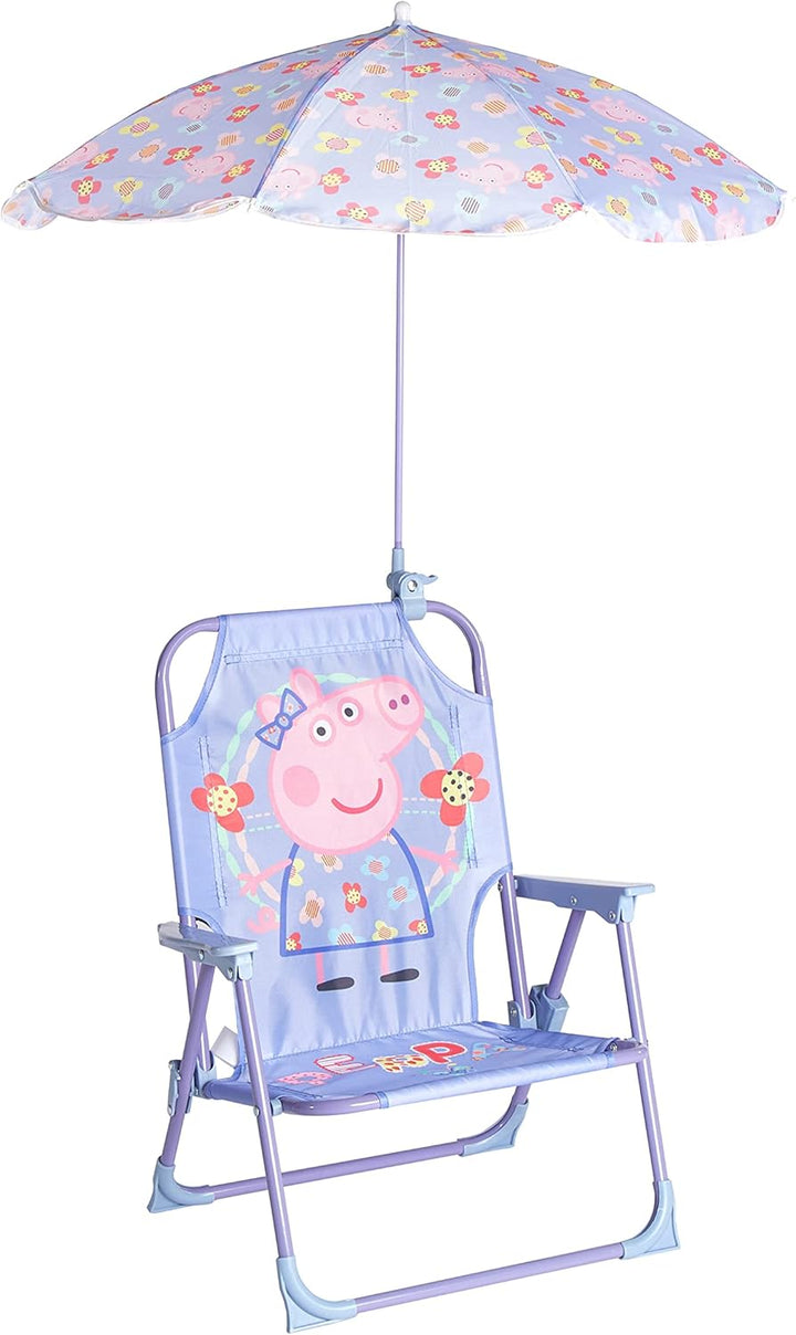 Bluey Kids Outdoor Folding Beach Chair with Umbrella,Portable Camp Chair for Ages 3+, Lightweight & Compact for Beach, Camping, and Backyard