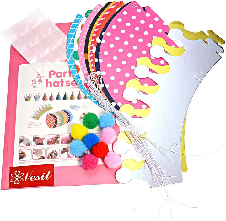 Mini Kids Birthday Party Hats, Assorted, DIY Assembly Required