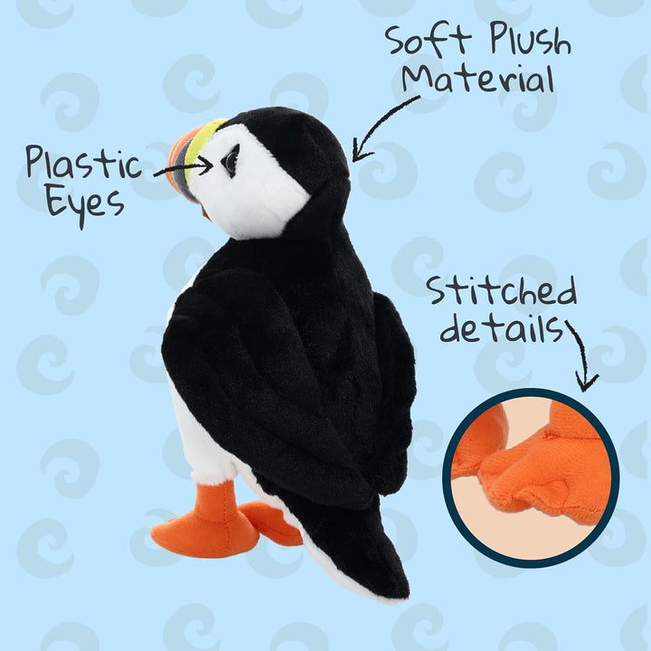 12" Black and White Puffin Plush Toy