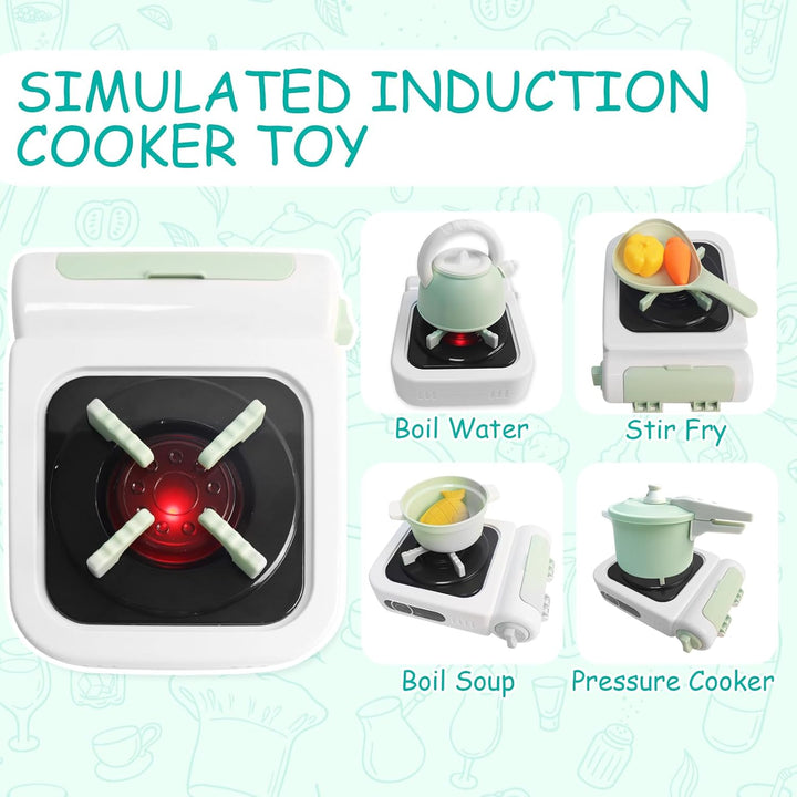 Kids Play Kitchen Accessories, Pretend Play Toys for Kitchen, Play Pots and Pans Sets for Kids Kitchen, Toddler Cooking Set for Boys and Grils
