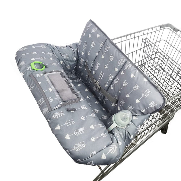 Shopping Cart Cover for Baby High Chair Cover, Roll in and Go, Universal Fit, Grey Arrow