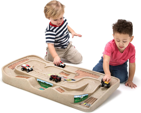 Portable Carry and Go Kids Race Track Toy Car Train Table, 2-Sided No Assembly for Children 3 4 5 6 7 Years Old Boys Girls, Made in USA