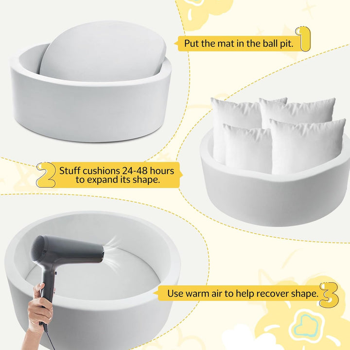 Ball Pit for Toddlers, 35.4"X 11.8" Foam Ball Pits for Babies, Indoor Soft round Baby Playpen for Kid, Ideal Gift for Toddlers,Grey (Balls Not Included)
