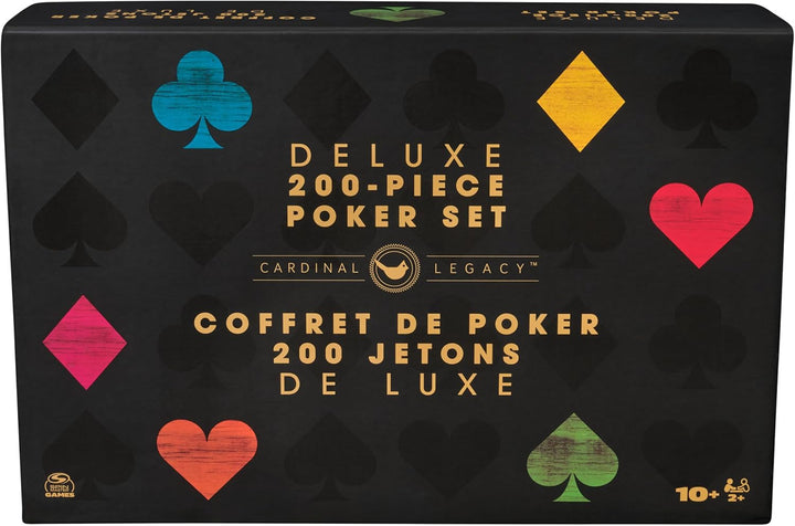 , Cardinal Legacy Deluxe 200-Piece Poker Set, Premium Dual-Toned Poker Chips in Wooden Storage Case, 2-10 Players, for Ages 10 & Up