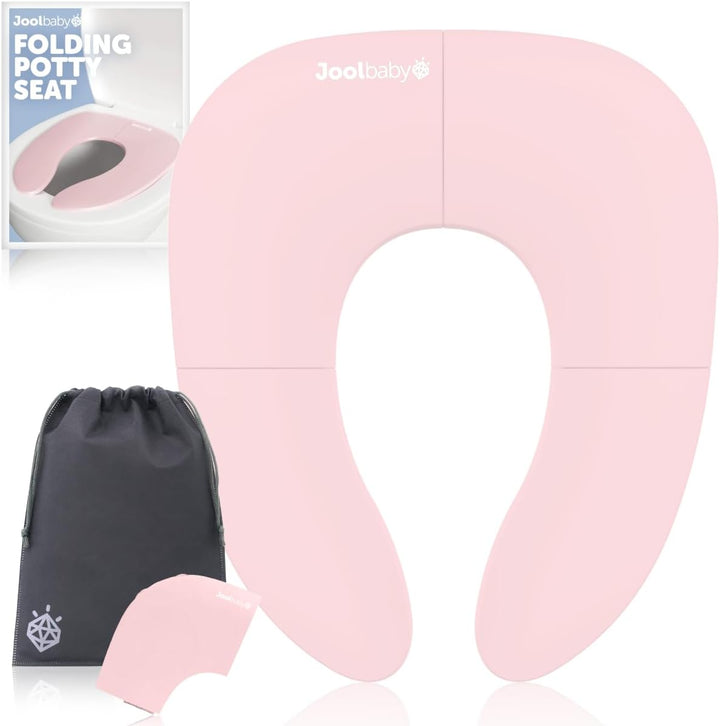 Jool Baby Folding Travel Potty Training Seat for Toddlers, Fits round & Oval Toilets, Non-Slip Suction Cups, Includes Free Travel Bag (Aqua)