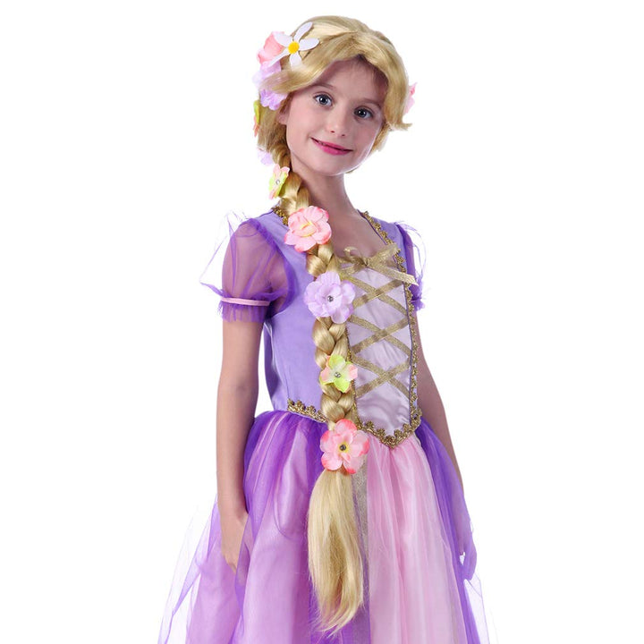 Long Blonde Rapunzel Wigs for Kids - Princess Girl Costume Cosplay Fairytale Ball Braid Wigs for Halloween Christmas Party Hair