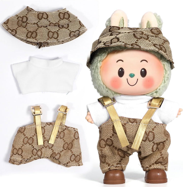 for Labubu Clothes/For Labubu Outfits,Clothes Set for 17Cm Lububu Doll,3 Piece Set Hat Clothing for LA BUBU, Boys and Girls Stylish Adorable Dolls Clothes Accessories (No Doll) (D_Style)