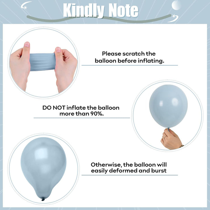 Dusty Blue and Gold Balloons, 60 PCS 12 Inch Slate Fog Pastel Baby Blue Sand White and Gold Balloons for Baby Boy Shower Bridal Shower Birthday Wedding Party Decorations
