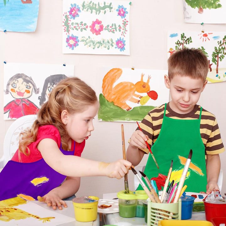 8 Pcs Kids Apron Painting Aprons, Kids Aprons for Painting Art Apron Smocks Bulk for Art Activity Craft Home Kitchen Classroom Party Supplies