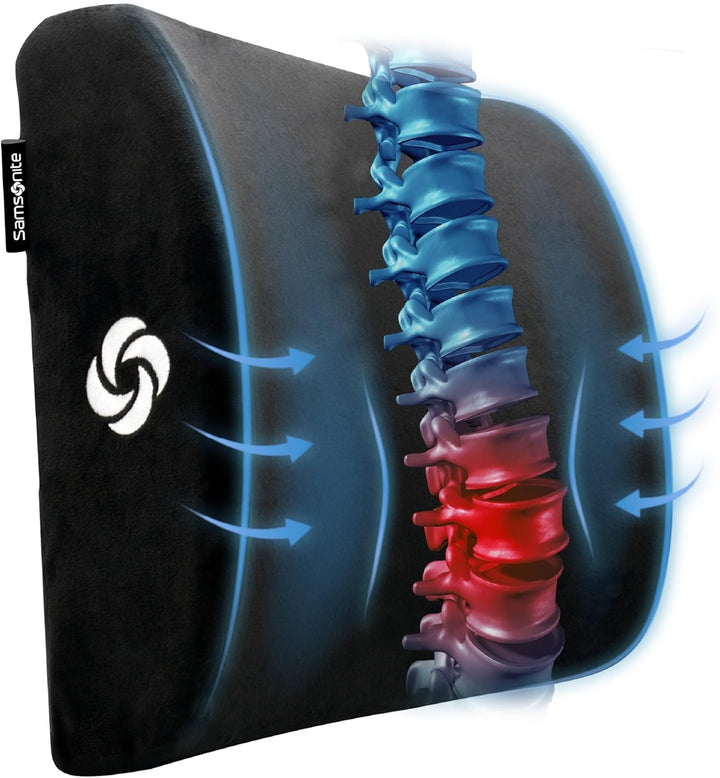 Lumbar Support Pillow for Office Chair and Car Seat, Perfectly Balanced Memory Foam , Versatile Use Lower Back Cushion