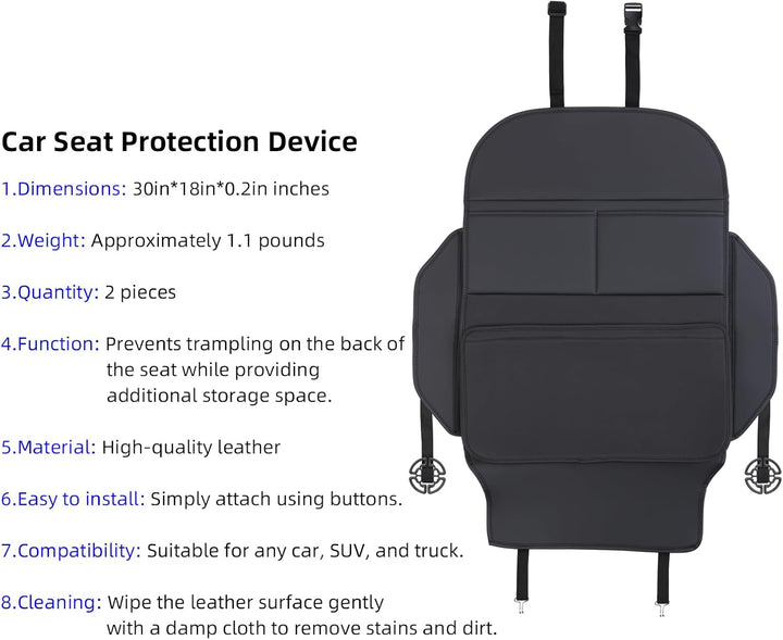 Seat Back Protector,Preventing the Impact of Children Stepping on the Seat Backrest,Beautiful Appearance and Easy to Clean,Black (Black -2Pcs)