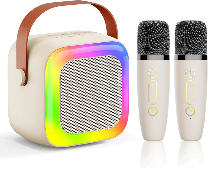 Mini Karaoke Machine for Kids Teen Adults, Kids Karaoke Machine with 2 Wireless Microphones and LED Lights Toys for Party, Home, Gifts for 4 5 6 7 8 9 10 11 12+ Years Girls Boys(Pink)
