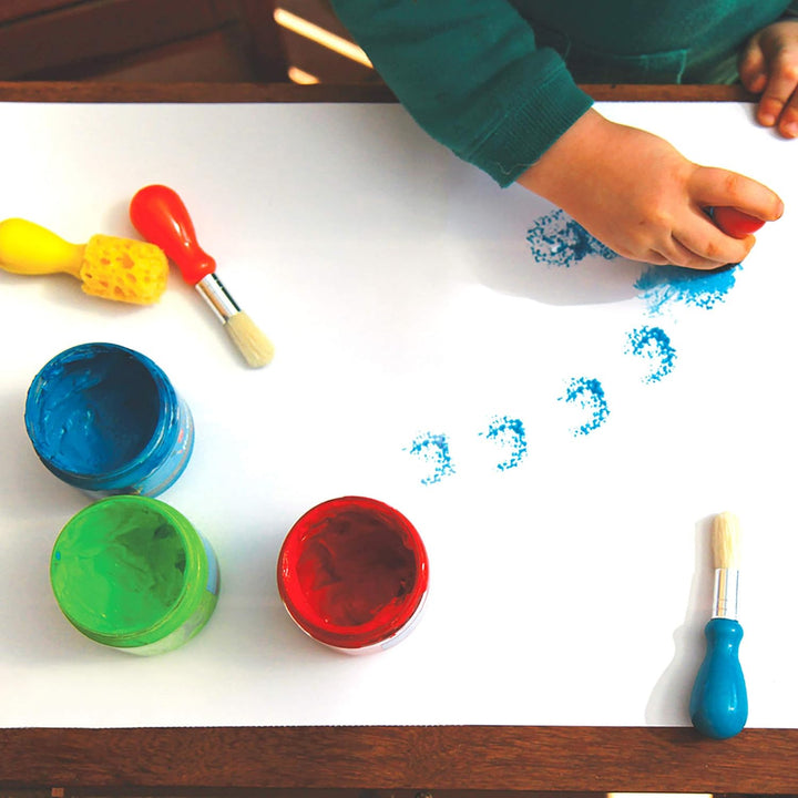 Early Start Stuff for Painting, 5-Piece Set - 3 Sponge + 2 Durable Bristle Brushes - Easy Grip - Rounded Handles - Ages 3+