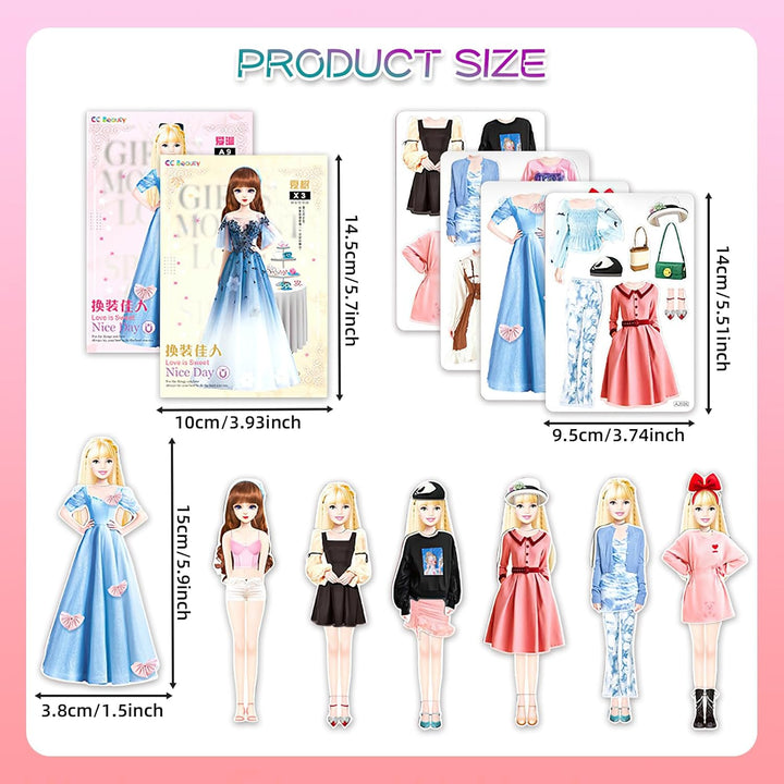 Magnetic Dress up Paper Dolls for Girls Ages 4-7, Pretty Princess Game Paper Dolls Dress up Toys, Creating Imaginative Birthday Gifts