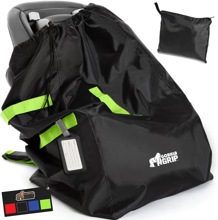 Car Seat Travel Bag for Airplane Gate Check, Easy Carry Padded Backpack Bags Cover Carseats, Infant Baby Carriers and Toddler Booster Seats for Airport, Child Air Travels Essential, Black