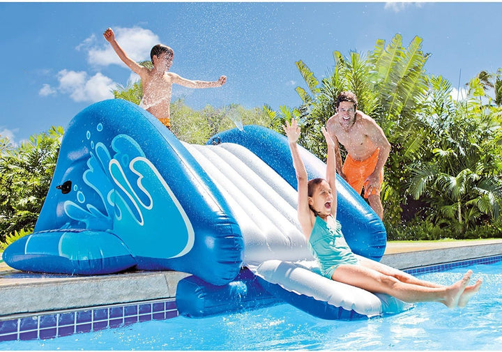 New Shop  Kool Splash Inflatable Swimming Pool Water Slide + Quick Fill Air Pump