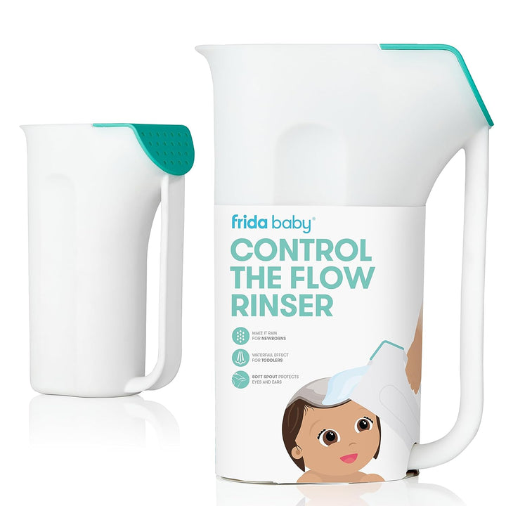 Control the Flow Bath Rinse Cup, Tear Free Rinser to Wash Hair and Body with Easy Grip Handle and Removable Rain Shower, Made in USA