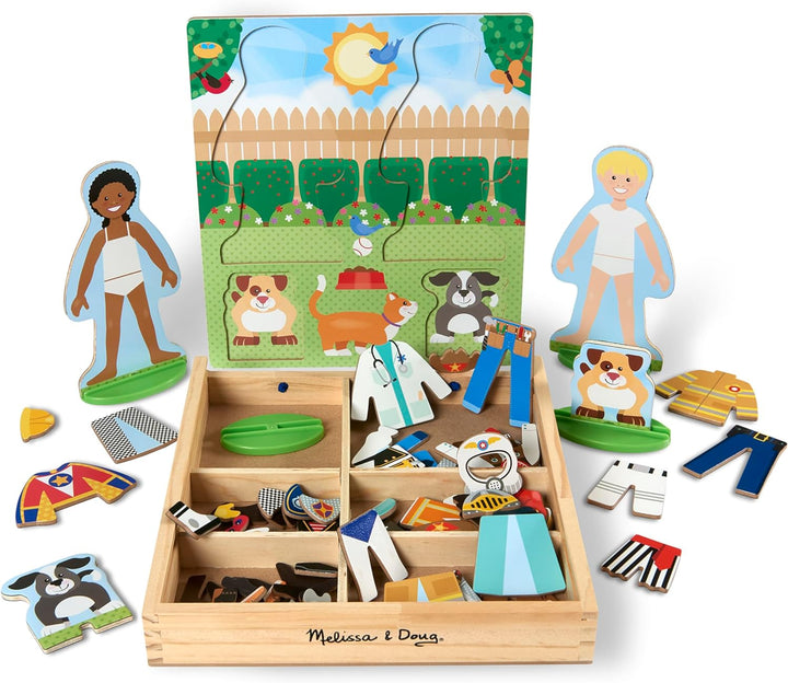 Occupations Magnetic Dress-Up Wooden Dolls Pretend Play Set (82 Pcs)