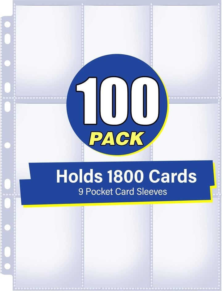 42 Pack 9 Pocket Double Side Card Sleeves Binder Sheets, Holds 756 Cards, Trading Card Binder Sleeves for 3 Ring Binder, Card Sleeve Pages for Baseball, Football, Business, TCG, Kpop Cards