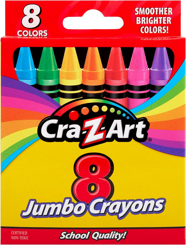 8Ct Jumbo Crayons for Children, Back to School Essential for Ages 3 and Up