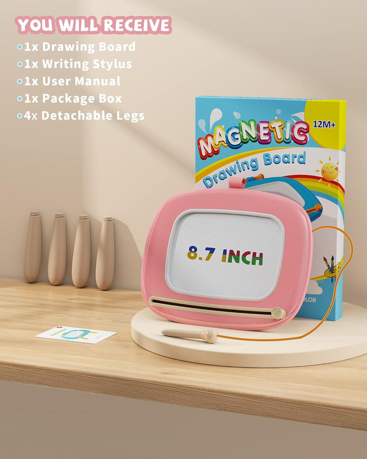 Toys for 1 2 Year Old Girl, Magnetic Drawing Board for Early Learning, Birthday/New Year Gift for Baby Boys, Doodle Board Kids Toddlers 1-3(Pink)
