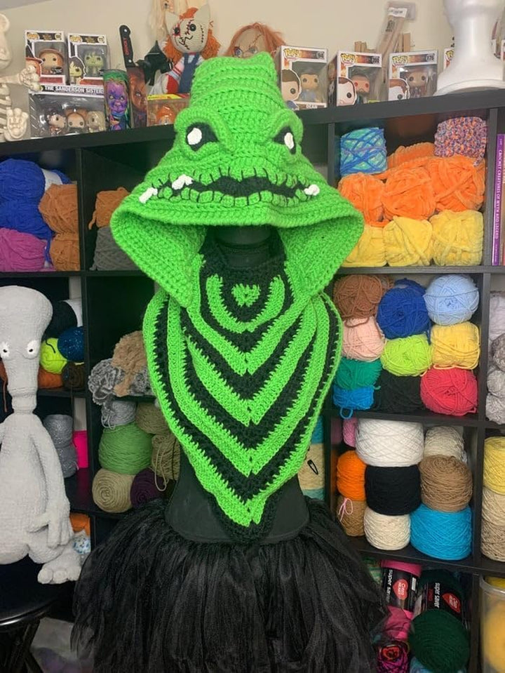 Burlap Chap Crochet Hood, Crochet Halloween Headdress, Hooded Scarf, Party Cosplay Costume