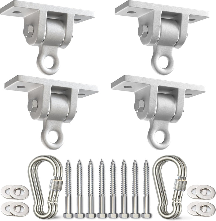 Swing Set Hangers - 2 Heavy Duty Brackets with Locking Snap Hooks for Porch, Patio, Playground - Indoor/Outdoor Hardware & Accessories