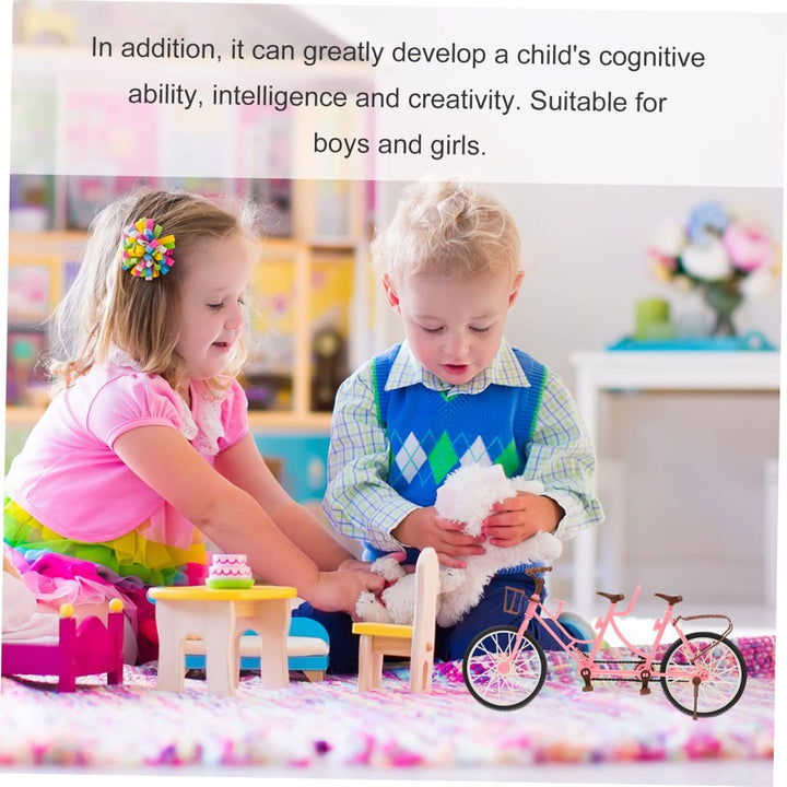 2-Person Bicycle Toy for Boys and Girls Double Seat Doll Accessories Mini Cycle Pedals for Boys and Girls for Playtime and Imaginative Fun