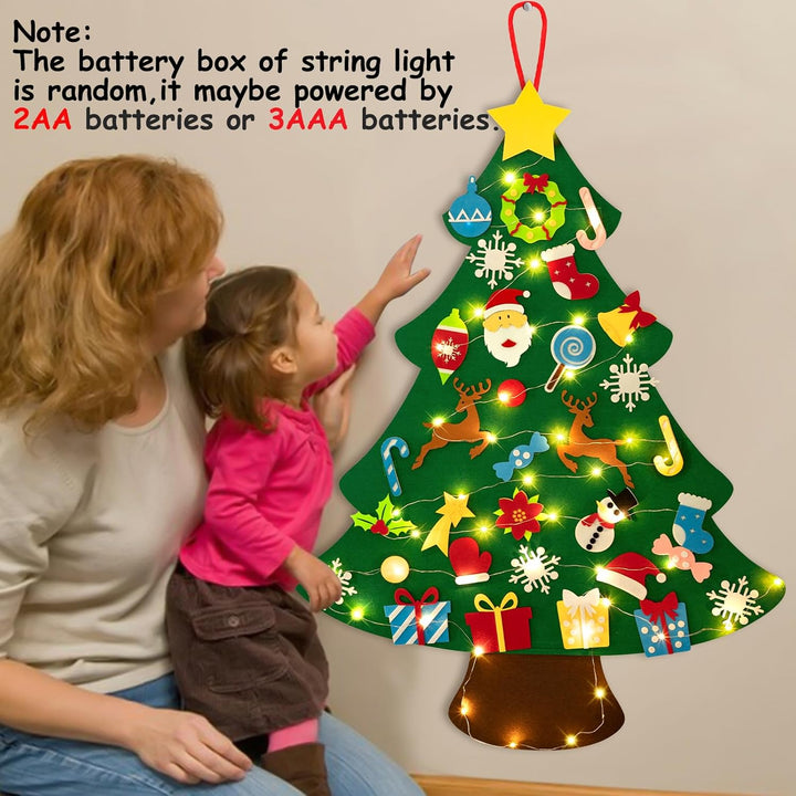 3Ft DIY Felt Christmas Tree Set + Snowman Advent Calendar - Xmas Decorations Wall Hanging 33 Ornaments Kids Gifts Party Supplies