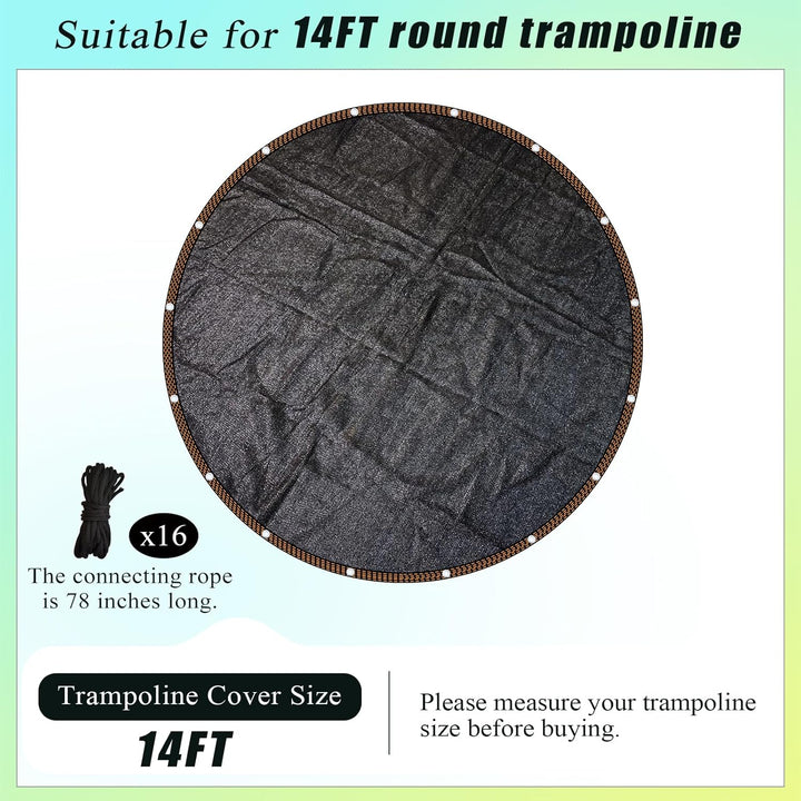 Trampoline Shade Cover round 14FT, Outdoor round Trampoline Cover for Sun Protection and Block Leaves, Easy to Install, Tent Only (14FT)