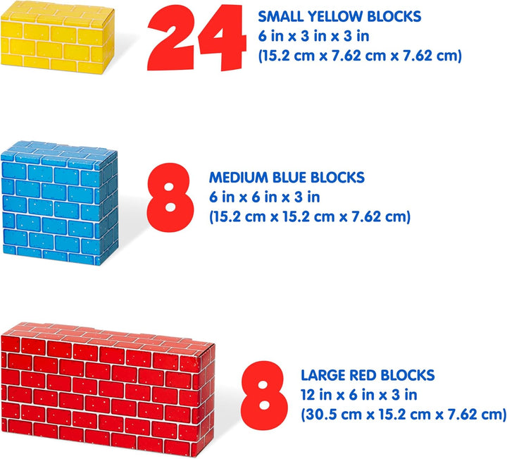 Jumbo Extra-Thick Cardboard Building Blocks - 40 Blocks in 3 Sizes