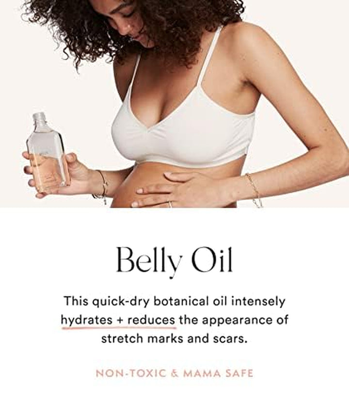 Belly Oil, Pregnancy & Postpartum Skincare for Stretch Marks, Quick-Drying for Full Body & Soothes Irritation, plus Vegan, Clean & Plant-Based, 6.7 Fl Oz