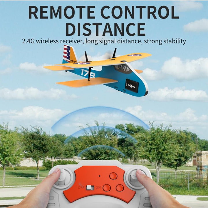 Mini RC Plane for Beginners, Kids and Adults, 2.4Ghz 2CH Remote Control Airplane with Led Lights, Double Wing Design Foam RC Airplanes with 6-Axis Gyro Stabilize, Flying for Indoor and Outdoor