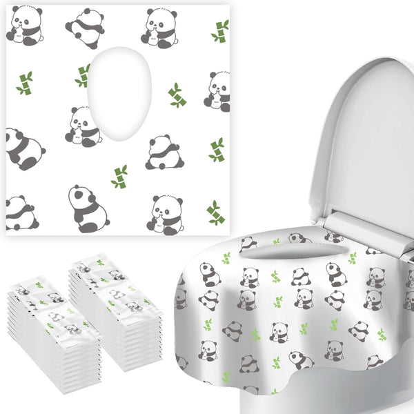 Upgraded Disposable Toilet Seat Covers (20 Pack) - Waterproof, Cute Panda Print, Travel-Friendly Individual Packs, Suitable for Kids & Adults, Perfect for Toddlers’ Potty Training in Public Restrooms