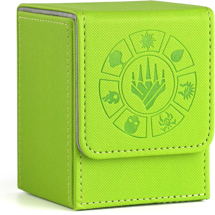 Card Deck Box, 110+ Storage MTG Deck Box with 50 Pcs Card Sleeve, Collectible Trading Card Cases for Magic Commander and More (Black)