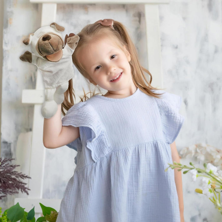 Puppy Hand Puppet Soft Animal Plush Toy with Movable Mouth Interactive Storytelling Cute Dog Toys Creativity and Imagination Christmas Birthday Gifts for Toddlers Kids,12.5''