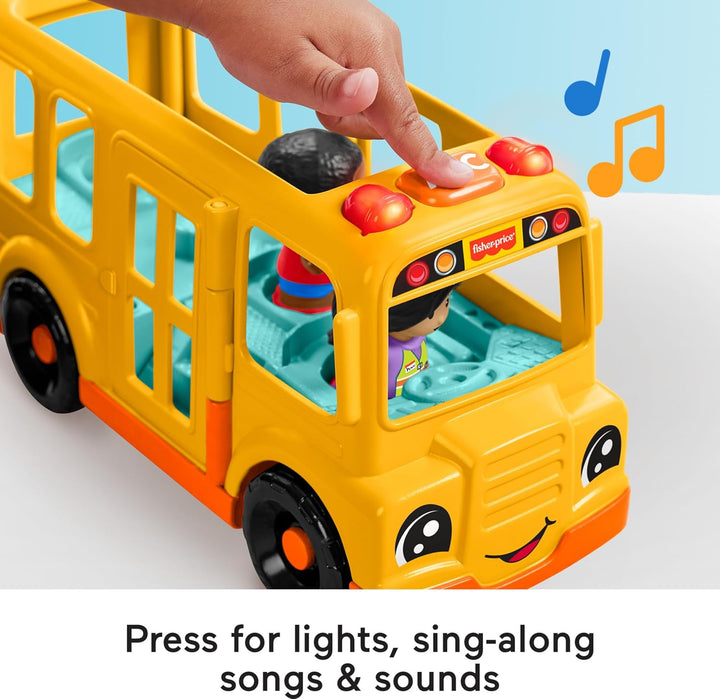 Little People Toddler Toy School Bus Musical Push-Along Vehicle with 2 Figures for Pretend Play Ages 1+ Years