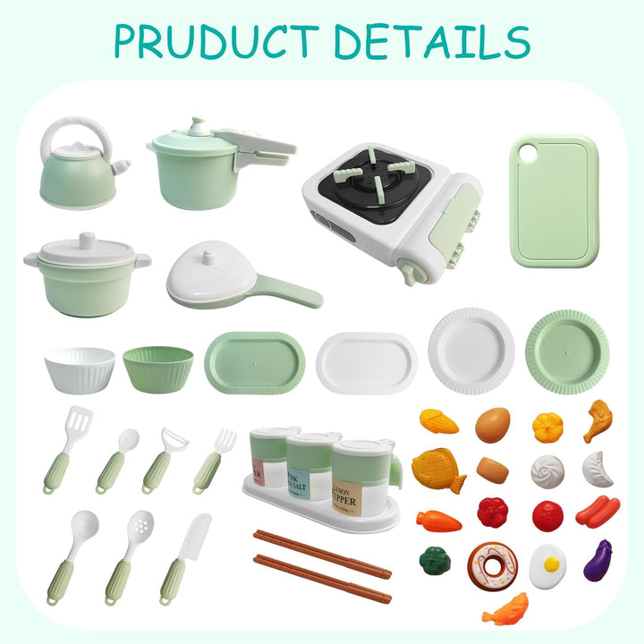 Kids Play Kitchen Accessories, Pretend Play Toys for Kitchen, Play Pots and Pans Sets for Kids Kitchen, Toddler Cooking Set for Boys and Grils