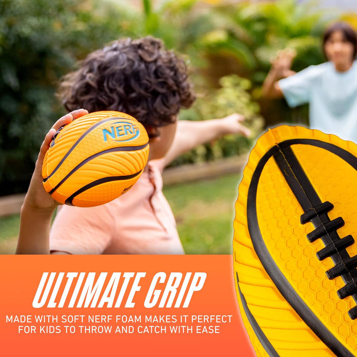 Kids Foam Football - Spiral Grip Mini Soft Foam Football for Kids - Easy Grip Junior Ball - 8.5"