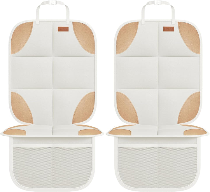 Car Seat Protector, 2Pack Seat Protector Protect Child Seats with Thickest Padding and Non-Slip Backing Mesh Pockets for Baby and Pet,Sedan SUV Truck (Black)