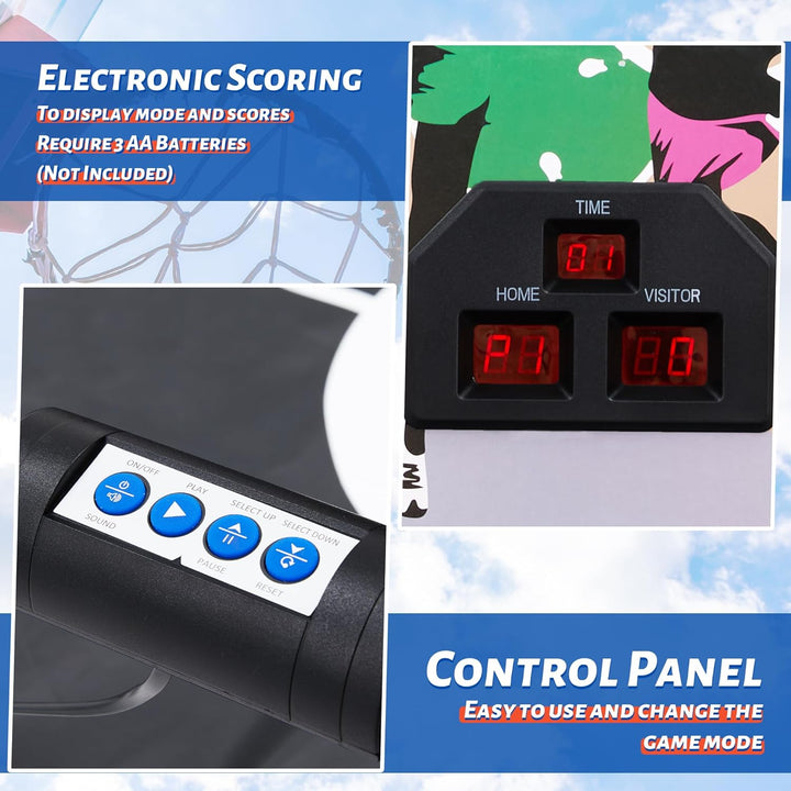 Foldable Electronic Dual Basketball Arcade Game,Double Shot 2 Player, 8 Game Options W/4 Balls LED Scoring System & Indoor Basketball Game for Youth, Adults