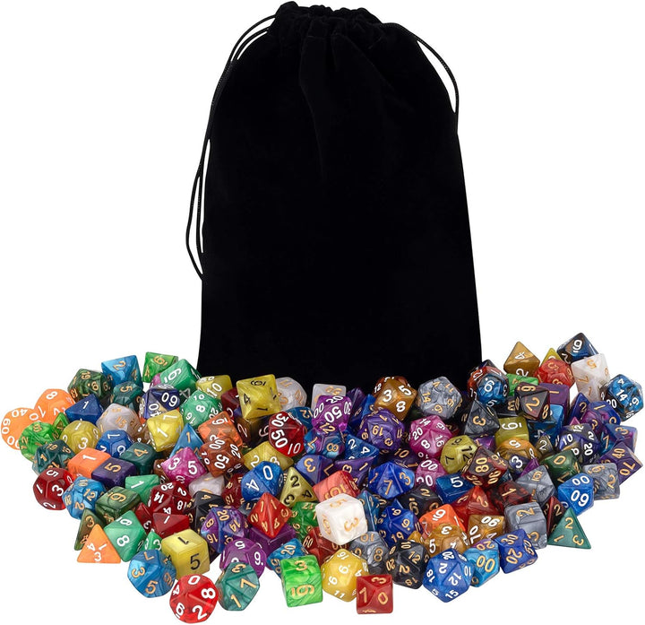 DND Double-Colors Polyhedron Dice Set for Dungeons and Dragons D&D RPG MTG Table Games D4 D6 D8 D10 D% D12 D20 25 Colors Dice with 1 Large Flannel Bag, 25 X 7 (175 Pieces)