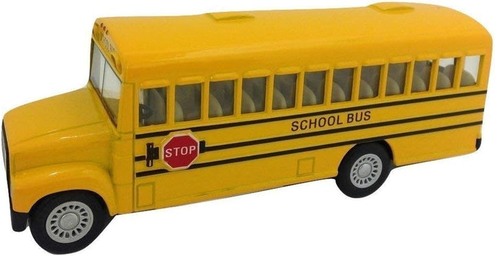 6 Inch Long-Nose School Bus Die Cast Metal Model Toy Car W/Pullback Action