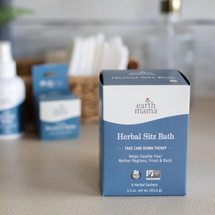 Herbal Sitz Bath | Pregnancy & Postpartum Essentials, Soothing Sitz Bath for Hemorrhoids with Witch Hazel, & Calendula, 6-Count