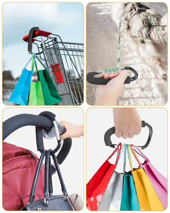 Stroller Hooks, 6.3" Large Stroller Clip, Stroller Hooks for Hanging Bags and Shopping, Stroller Accessories for Mommy, Large Carabiner