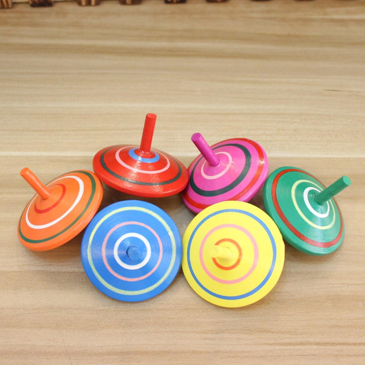 Gyroscope, 3 Pcs/Set Handmade Painted Wood Spinning Tops, Educational Kindergarten Toys