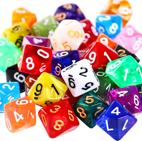 50 Pieces Polyhedral Dice Sets with Black Pouch Compatible with RPG MTG Tabletop Role Playing Table Games Multi Colored Assortment (10 Sided Style)
