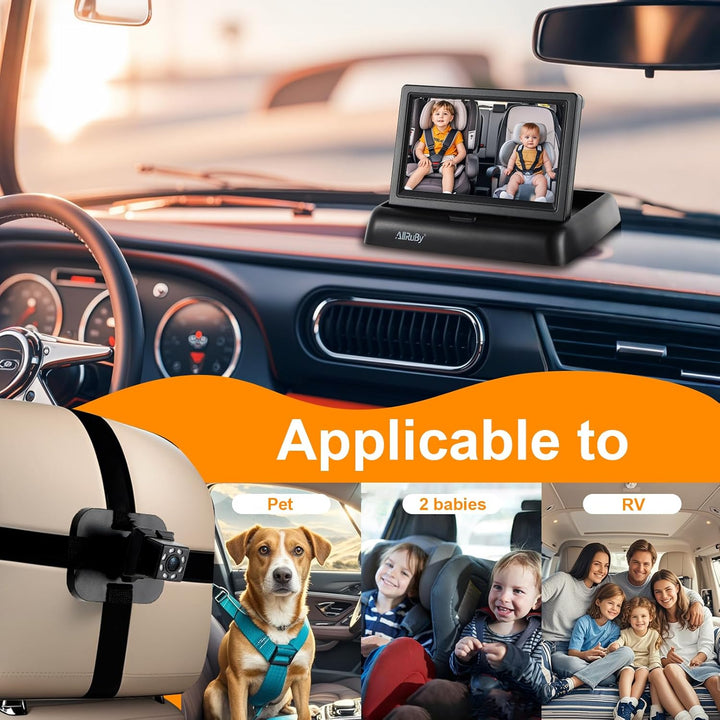 Baby Car Camera Monitor,Baby Car Mirror,Digital Display, View Infant in Rear Facing Seat with Wide Clear View,Aimed at Baby-Easily to Observe the Baby'S Every Move