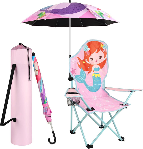 Kids Beach Chair with Umbrella Folding Lawn and Camping Chair with Summer Shade for Beach, Pool, Travel and Outdoor (For 1-5 Years Old)