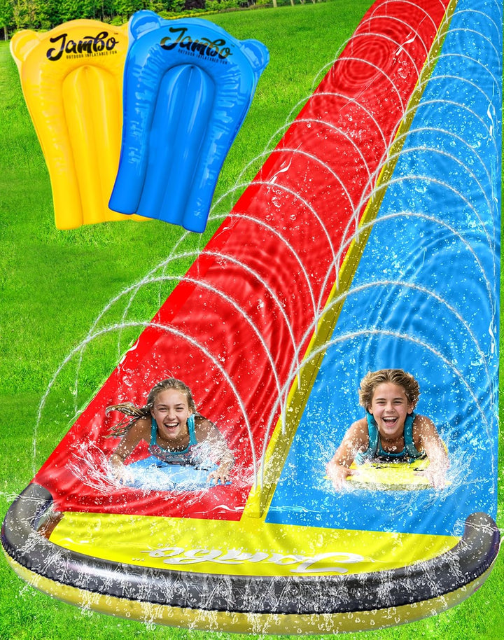 XL Premium 20Ft Slip Splash and Slide with 2 Bodyboards, Heavy Duty Water Slide with Advanced 3-Way Water Sprinkler System, Backyard Waterslide, Splash Mat, Outdoor Water Toys N Slides for Kids